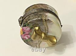 Limoges Petit Main Trinket Box Floral Hat Box withHat French Home Signed