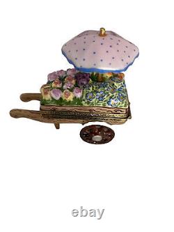 Limoges Petite Mein Rochard Flower Cart Trinket Box