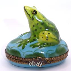 Limoges Pill Box Frog On Lilly Pad Limoges Peint Main Retired Marque Diposee