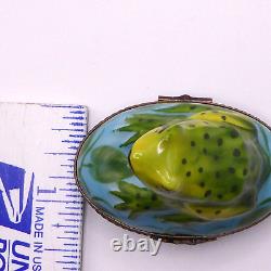 Limoges Pill Box Frog On Lilly Pad Limoges Peint Main Retired Marque Diposee