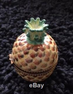 Limoges Pineapple Trinket Box Hand-Painted Porcelain