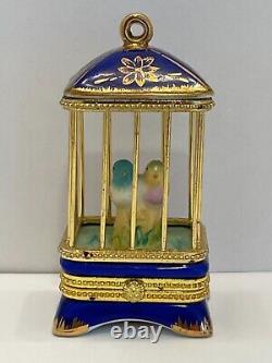 Limoges Porcelain BIRD CAGE Cobalt Blue & Gold Hand painted Trinket Box