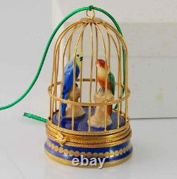Limoges Porcelain Bird Cage Christmas Ornament Hinged Box