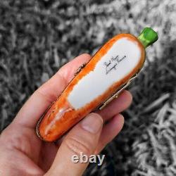 Limoges Porcelain Carrot Trinket Box with White Bunny Made in France
