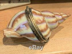 Limoges Porcelain Collectible Box. Sea Shell. Whelk. Hand painted. Vintage