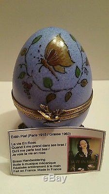 Limoges Porcelain Egg Hand Painted Music Box with a Beagle Dog Inside