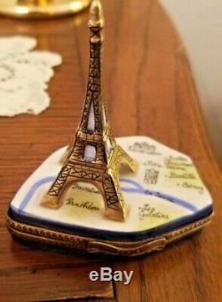 Limoges Porcelain Eiffel Tower Paris France Metro Map Trinket Box, Ltd Ed #7/500