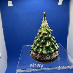 Limoges Porcelain Hand painted Christmas Tree Trinket Box