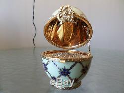 Limoges Porcelain Large 18K Regal Egg with COA and Box Faberge Trinket Box