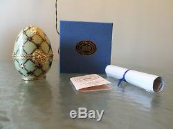 Limoges Porcelain Large 18K Regal Egg with COA and Box Faberge Trinket Box