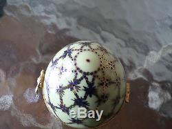 Limoges Porcelain Large 18K Regal Egg with COA and Box Faberge Trinket Box