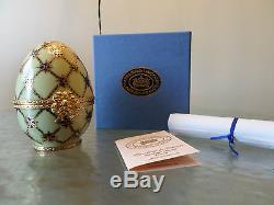 Limoges Porcelain Large 18K Regal Egg with COA and Box Faberge Trinket Box