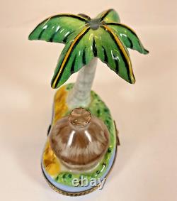 Limoges Porcelain Palm Tree with Hut Trinket Box Limited Edition No 206/300