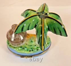 Limoges Porcelain Palm Tree with Hut Trinket Box Limited Edition No 206/300