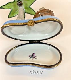 Limoges Porcelain Palm Tree with Hut Trinket Box Limited Edition No 206/300