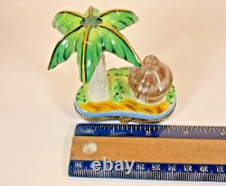 Limoges Porcelain Palm Tree with Hut Trinket Box Limited Edition No 206/300