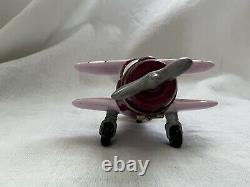 Limoges Porcelain Trinket Box Biplane Plane Airplane Pink Purple Elda Creations
