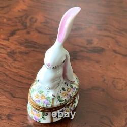 Limoges Porcelain Trinket Box Bunny Rabbit Butterfly Egg Easter Peint Main Repai