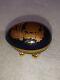 Limoges Porcelaine Castel France Egg Trinket Box 22kt Gold And Blue Withgold Stand