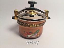 Limoges ROCHARD Chef Cook Pressure Pot Peint Main France Rare Trinket Box