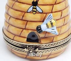 Limoges ROCHARD France Peint Main Porcelain Bee Hive Honeybee Trinket Box