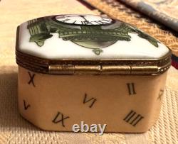 Limoges Rare Porcelain Marshall Fields State Street Clock Trinket Box