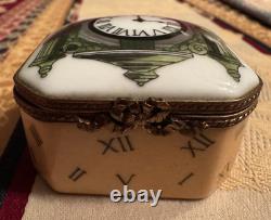 Limoges Rare Porcelain Marshall Fields State Street Clock Trinket Box