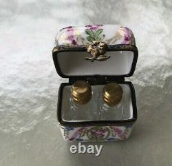Limoges Rare Trinket Box With 2 Perfume Bottles Outstanding Look