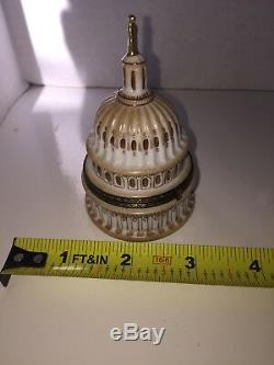 Limoges Rochard Box US CAPITOL DOME Peint main France Vintage NOS