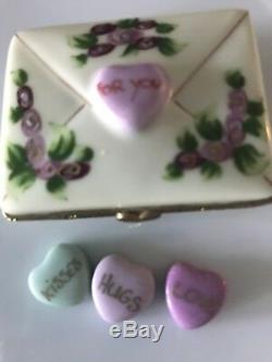 Limoges Rochard Envelope Love Letter Trinket Box Hearts For You Valentine