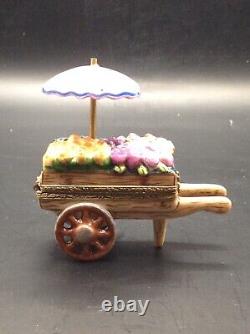 Limoges Rochard Flower Cart Trinket Box