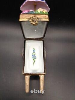 Limoges Rochard Flower Cart Trinket Box