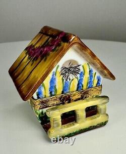 Limoges Rochard Hand Painted Birdhouse WithBalcony, Nest & Bird Trinket Box