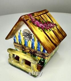 Limoges Rochard Hand Painted Birdhouse WithBalcony, Nest & Bird Trinket Box