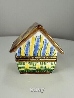 Limoges Rochard Hand Painted Birdhouse WithBalcony, Nest & Bird Trinket Box