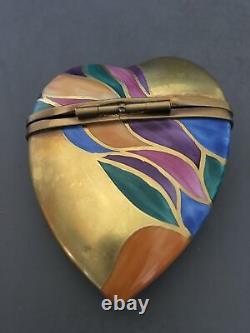 Limoges Rochard Hand Painted Heart Trinket Box