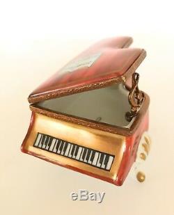 Limoges Rochard Peint Main Grand Piano Trinket Box Hand Painted Made In France