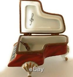 Limoges Rochard Peint Main Grand Piano Trinket Box Hand Painted Made In France