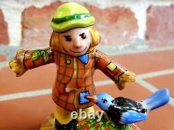Limoges Scarecrow with Blue Bird Box French Porcelain