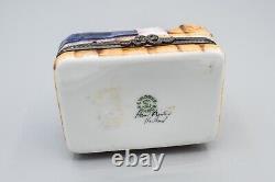 Limoges Sleeping Couple Bed Porcelain Trinket Box, Rochard, Peint Main, 2 7/8 L