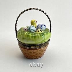 Limoges Spring Easter Basket Eggs Porcelain Trinket Box France Peint Main Signed