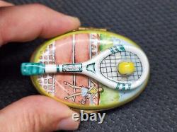 Limoges Tennis Court Box with Racquet Peint Main