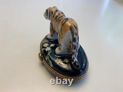 Limoges Tiger Trinket Box -Porcelain Hand Painted Excellent Condition Beautiful