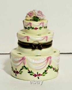 Limoges Tradition d' Art Hand Painted Tiered Cake Trinket Box Inscribed RARE