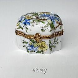 Limoges Trinket Box 4 Perfume Vials Floral Porcelain Hand Painted France Peint