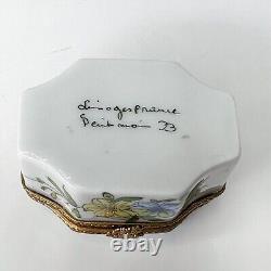 Limoges Trinket Box 4 Perfume Vials Floral Porcelain Hand Painted France Peint