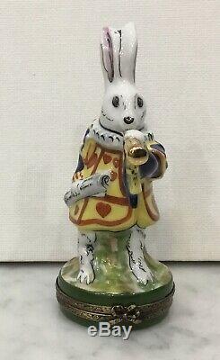 Limoges Trinket Box Alice In Wonderland Rabbit Peint Main Rochard France Hinged