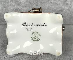 Limoges Trinket Box Antique Black Sewing Machine Hand Painted SIGNED 426