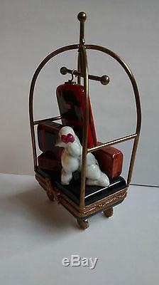 Limoges Trinket Box-Bellman Cart with Dog-Eximious