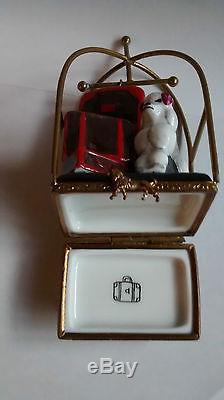 Limoges Trinket Box-Bellman Cart with Dog-Eximious